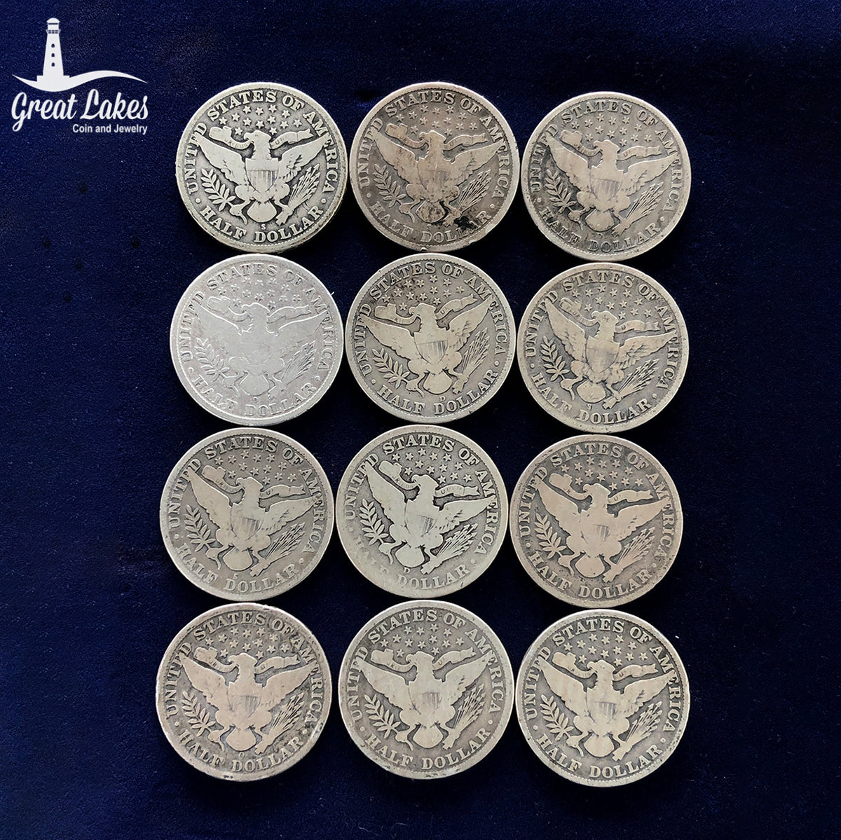 Lot of 12 Barber Half Dollars (G / Better)