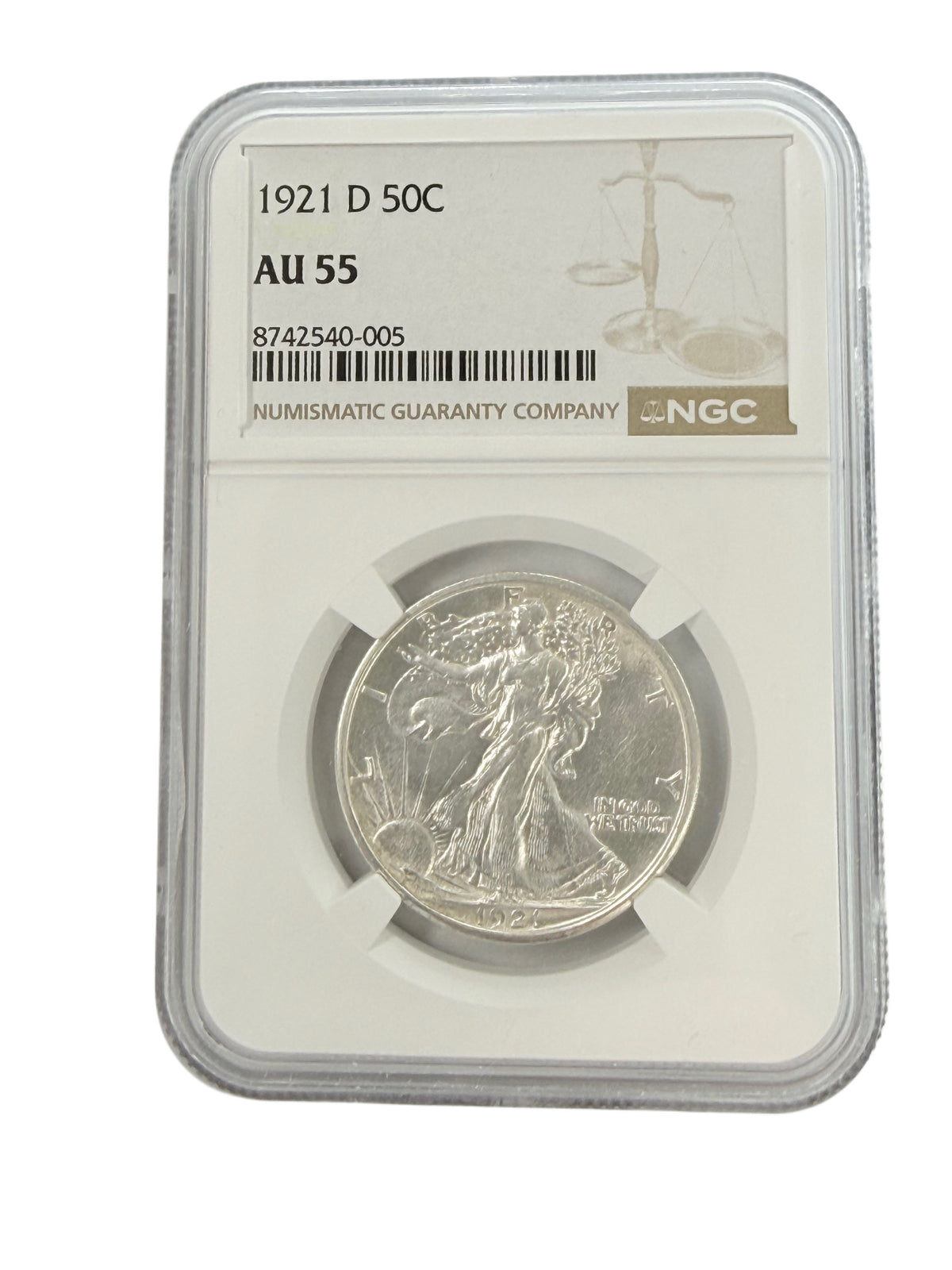 1921-D Walking Liberty Half Dollar NGC AU55