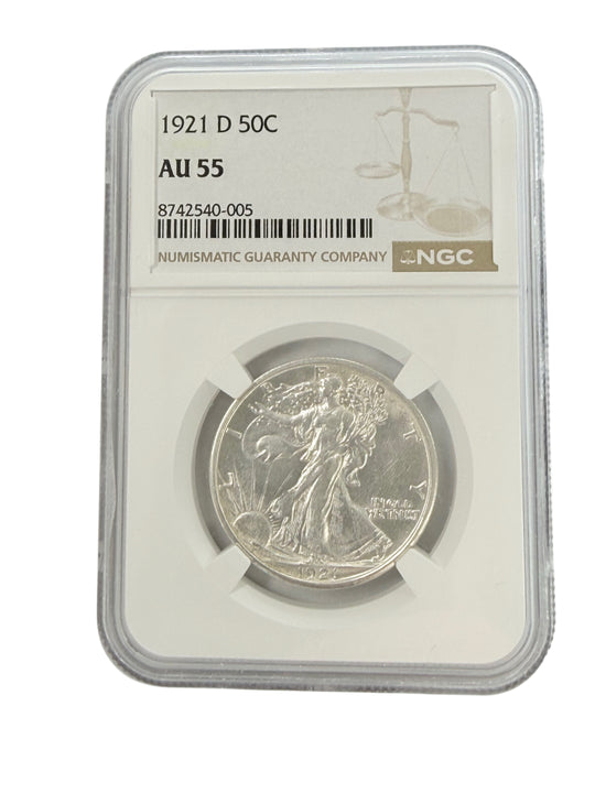 1921-D Walking Liberty Half Dollar NGC AU55