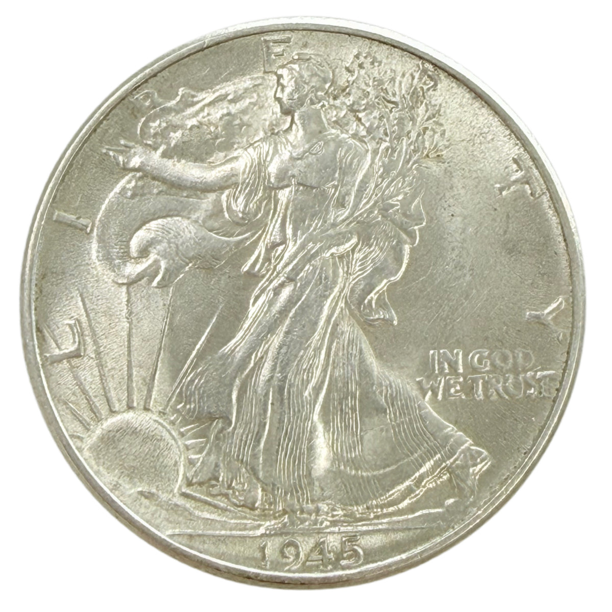 1945 Walking Liberty Half Dollar (Uncirculated Details) (Staple Scratch)