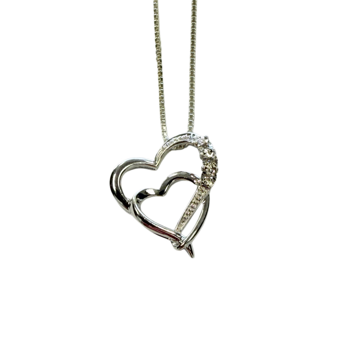 Silver & Diamond Heart Necklace
