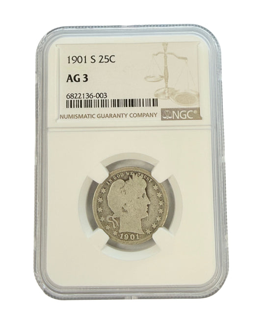 1901-S Barber Quarter NGC AG3