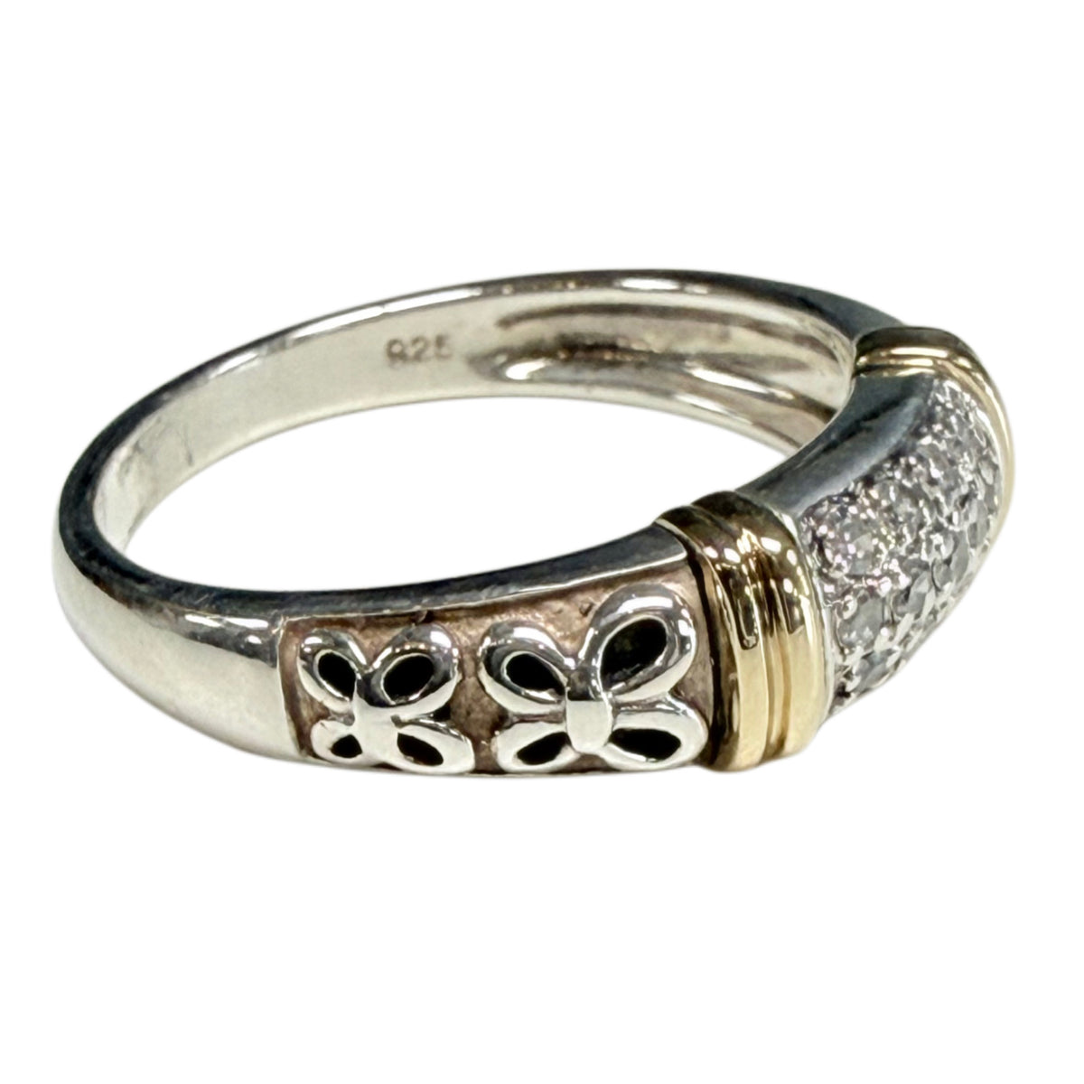 Silver Gold & Diamond Ring