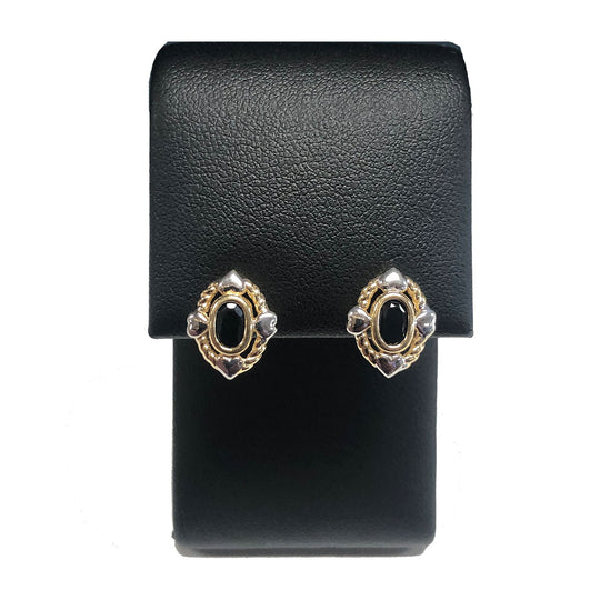 14k Duo Tone Gold & Sapphire Earrings