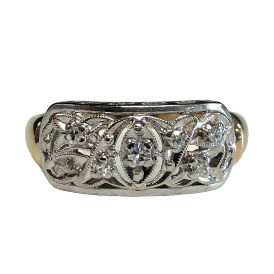 14k Duo Tone Gold & Diamond Ring