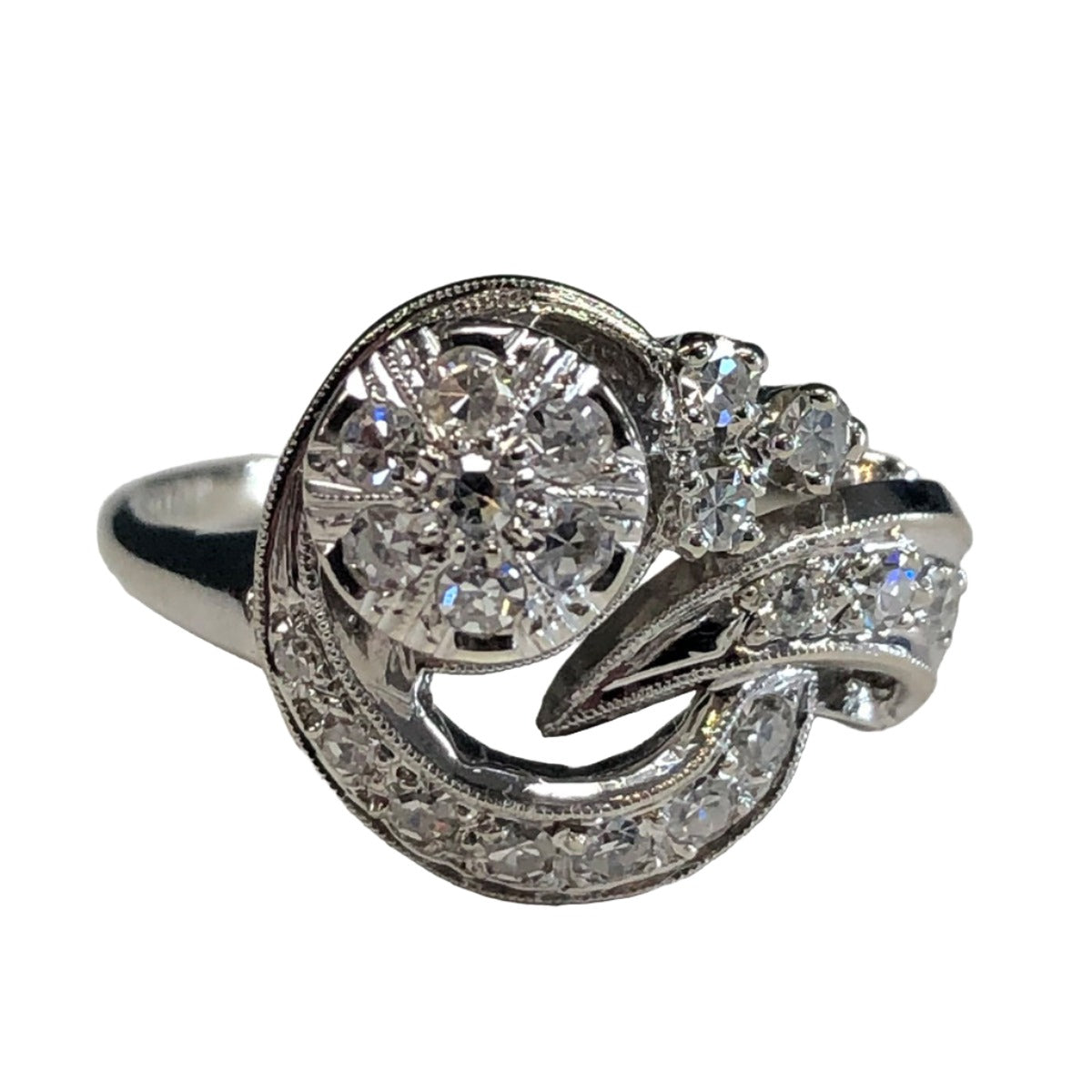 14k White Gold & Diamond Cocktail Ring