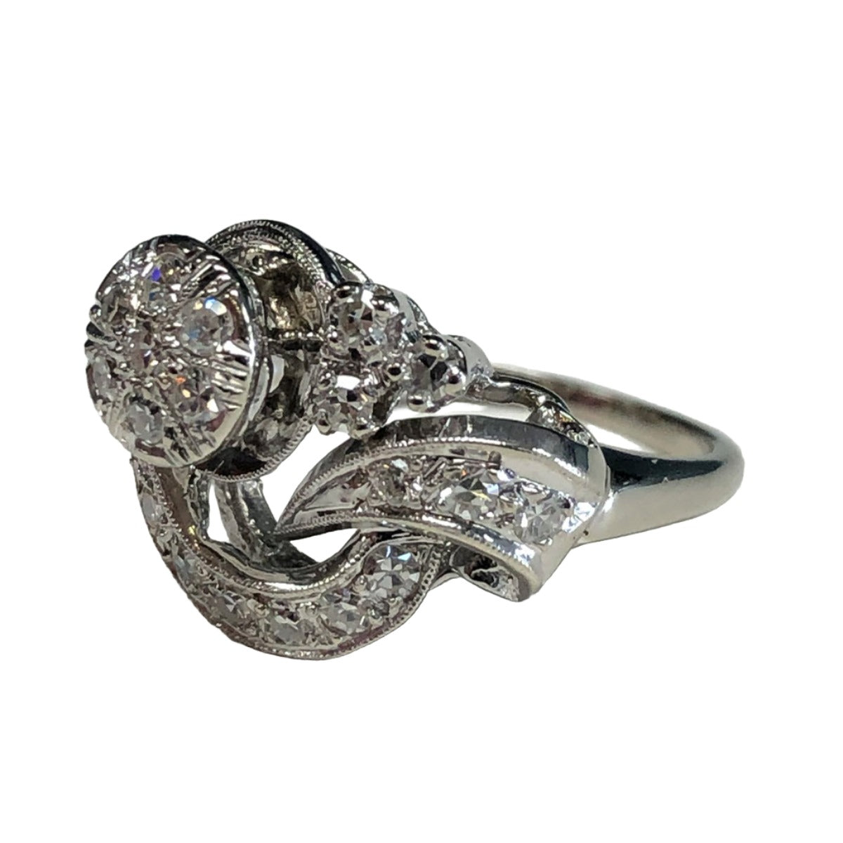14k White Gold & Diamond Cocktail Ring