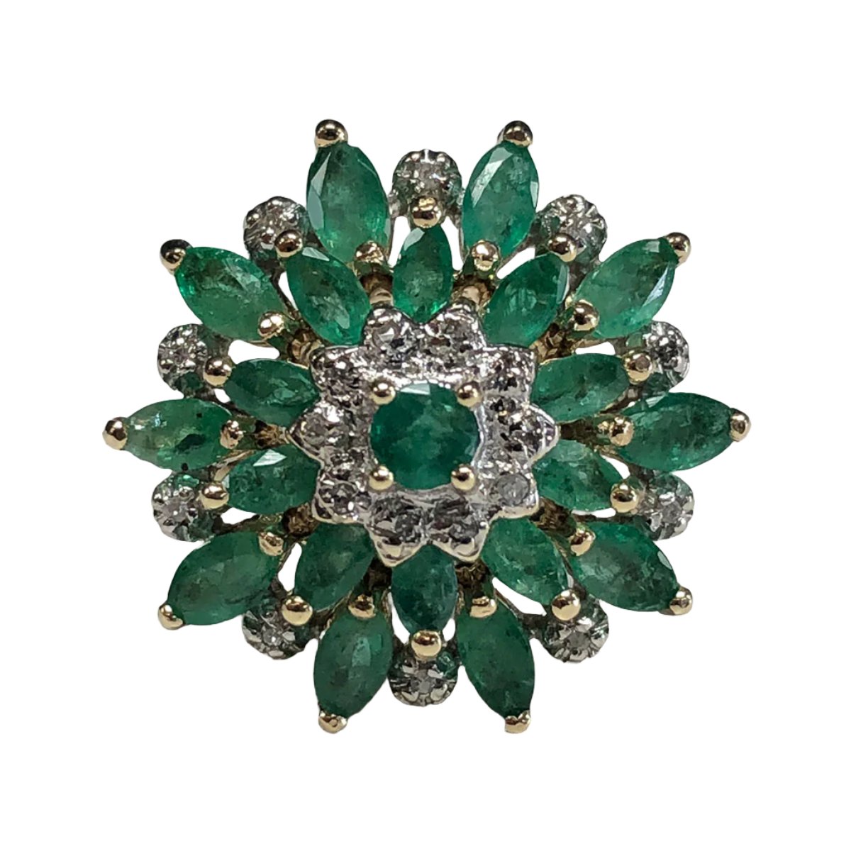 14k Gold Emerald &amp; Diamond Ring