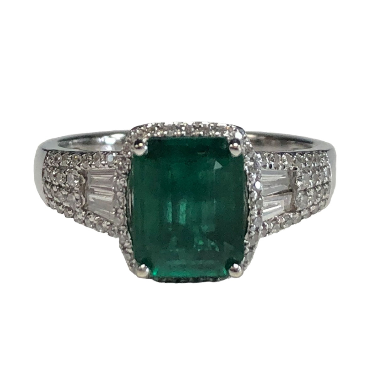 14k Gold Emerald &amp; Diamond Ring