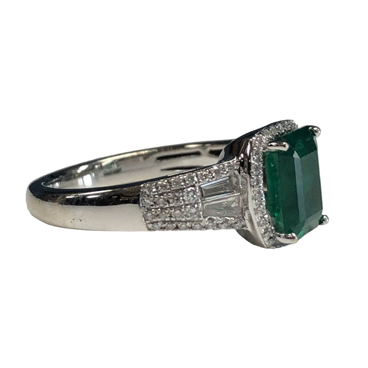 14k Gold Emerald &amp; Diamond Ring