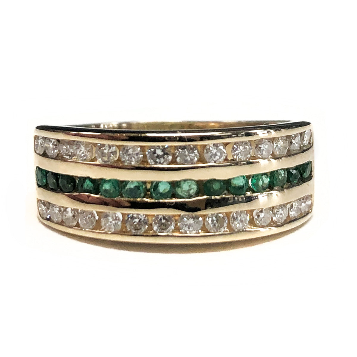 14k Gold Emerald & Diamond Ring