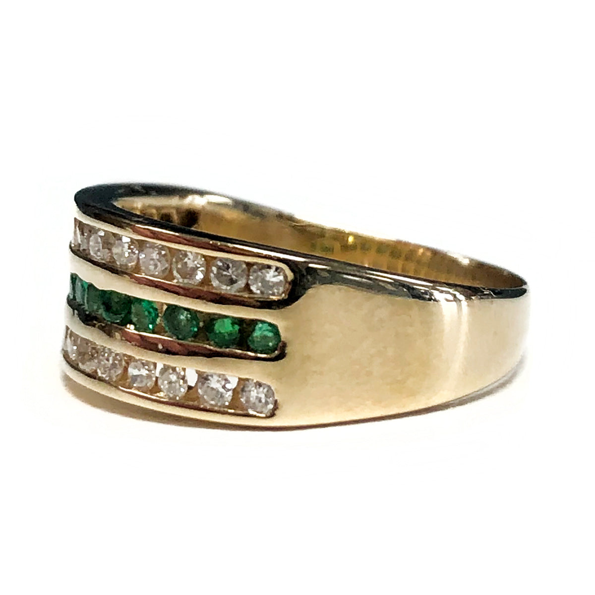 14k Gold Emerald & Diamond Ring