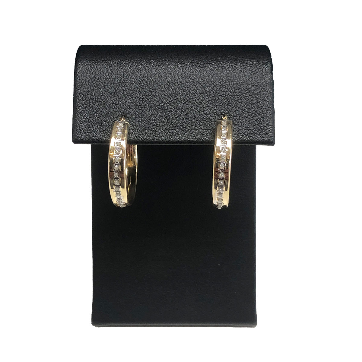 14k Gold &amp; Diamond Chip Hoop Earrings