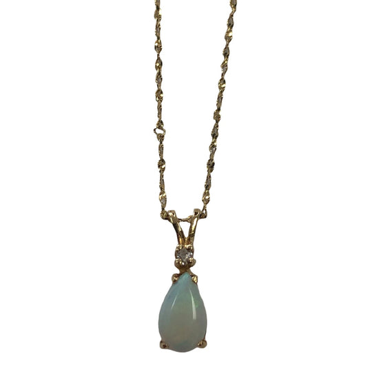 14k Gold Opal & Diamond Necklace