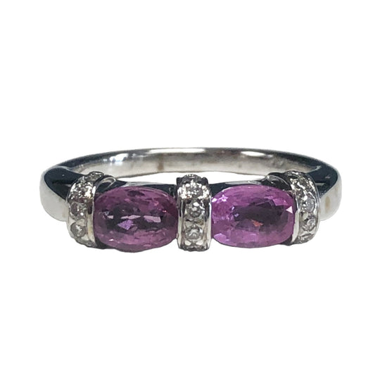 14k White Gold Pink Tourmaline & Diamond Ring