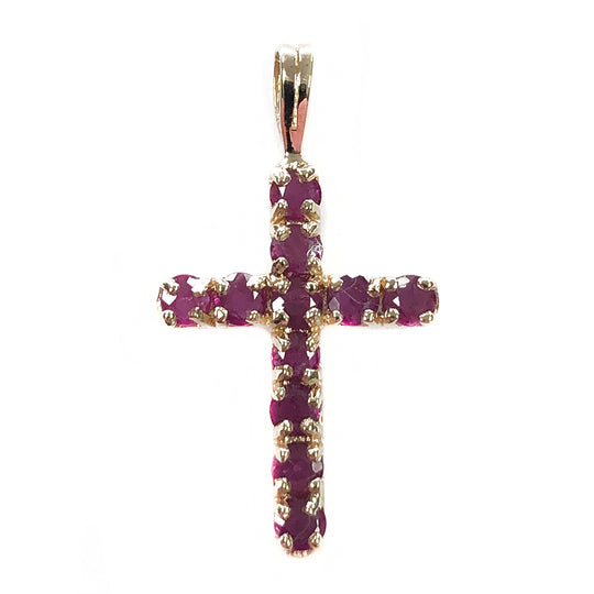 14k Gold & Ruby Cross Pendant