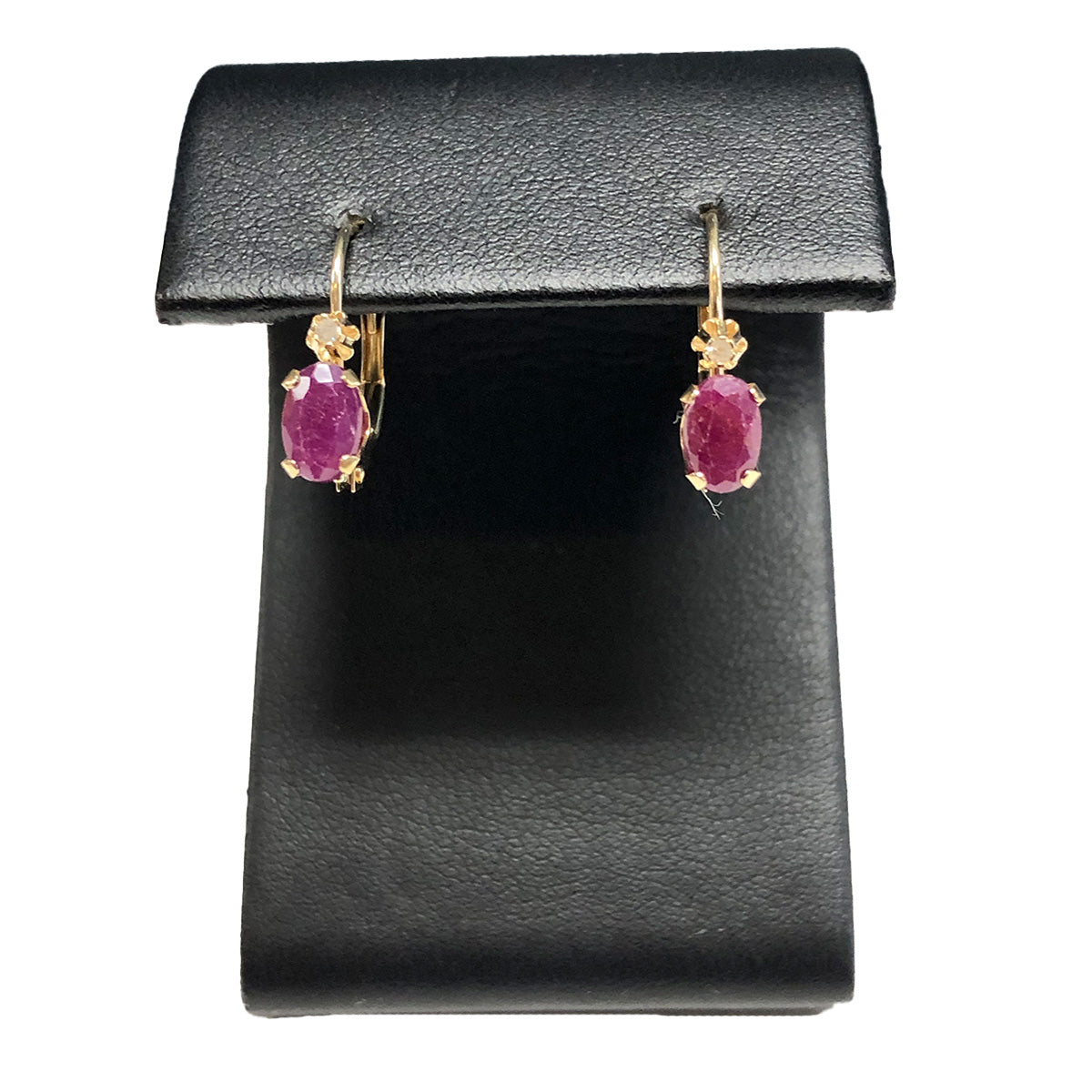 14k Gold Ruby &amp; Diamond Earrings