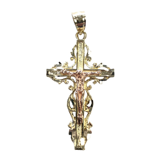 14k Two Tone Gold Crucifix
