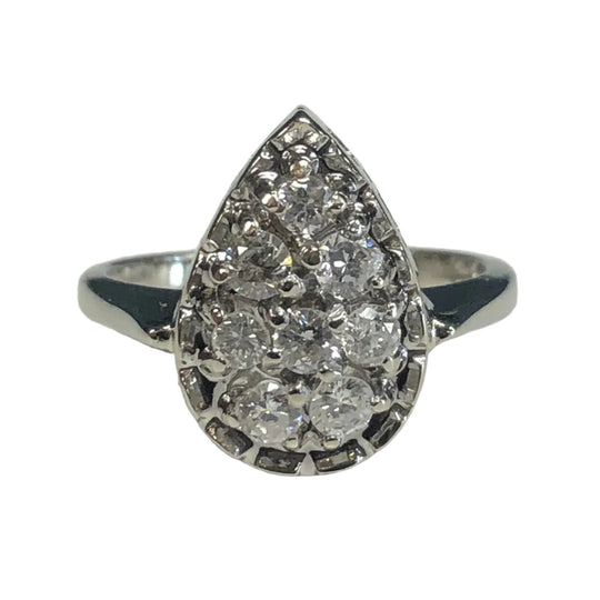 14k White Gold & Diamond Cluster Ring