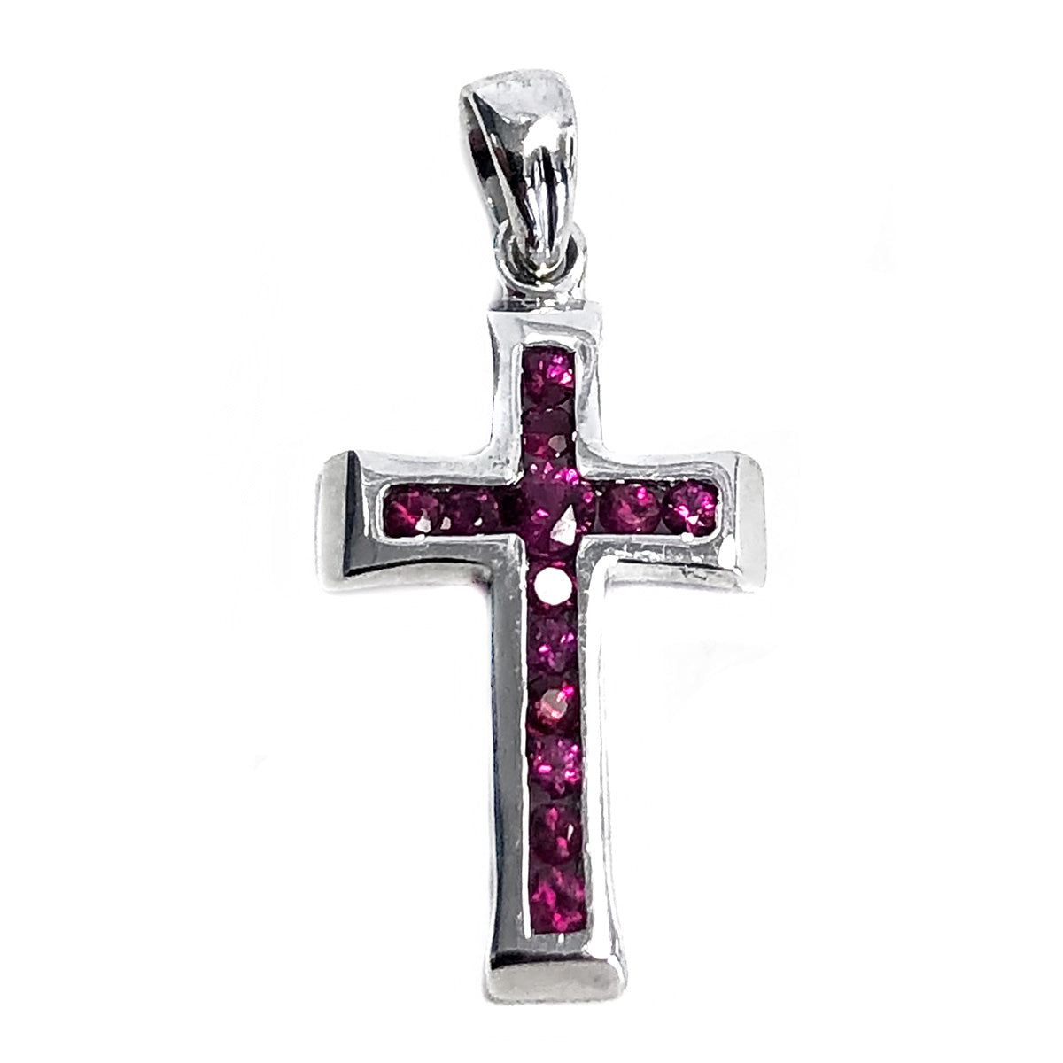 14 k White Gold & Ruby Cross