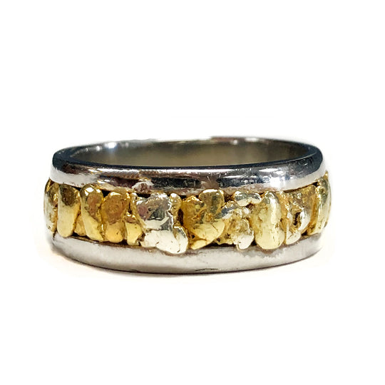 14k White Gold & 18k Nugget Ring