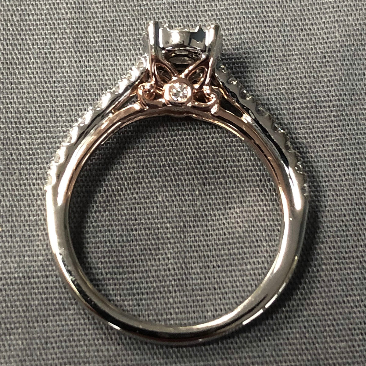 14 k White &amp; Rose Gold Diamond Cluster Engagement Ring