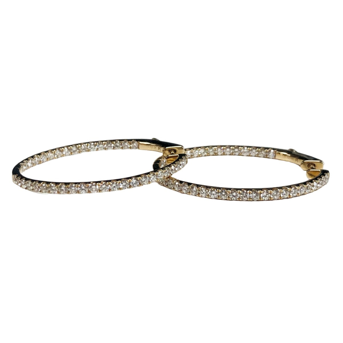 14k Gold Inside Outside Diamond Hoop Earrings