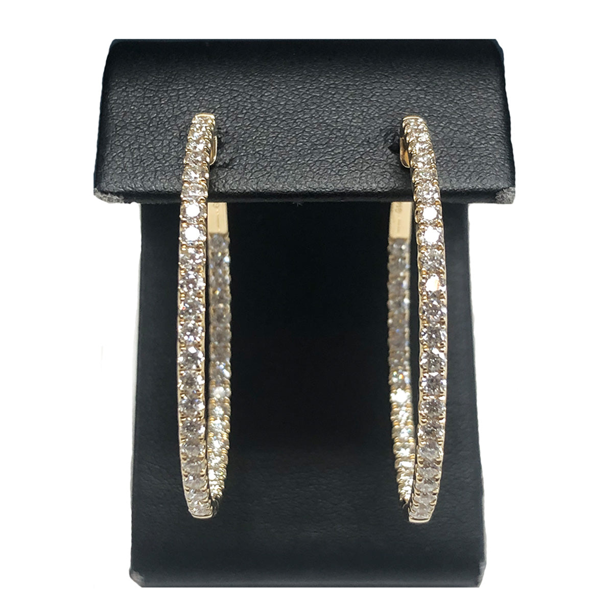 14k Gold Inside Outside Diamond Hoop Earrings
