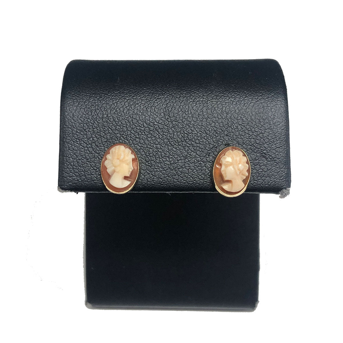 14k Gold Cameo Stud Earrings