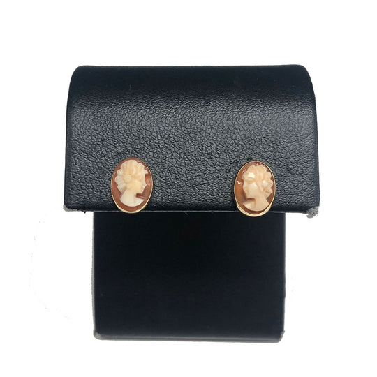 14k Gold Cameo Stud Earrings