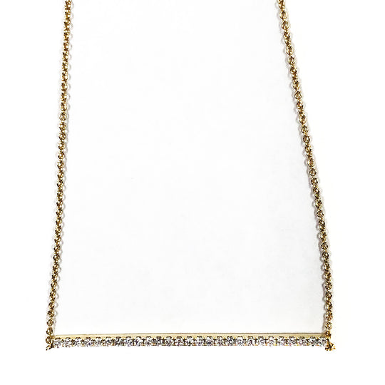 14k Gold & Diamond Bar Necklace