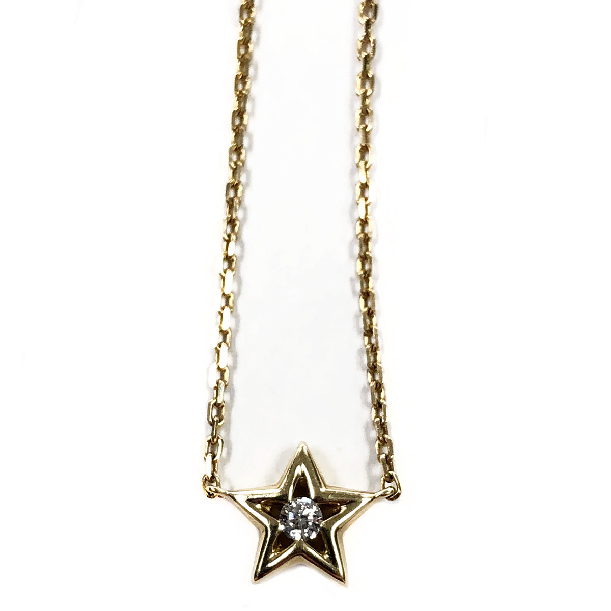 14k Gold & Diamond Star Necklace