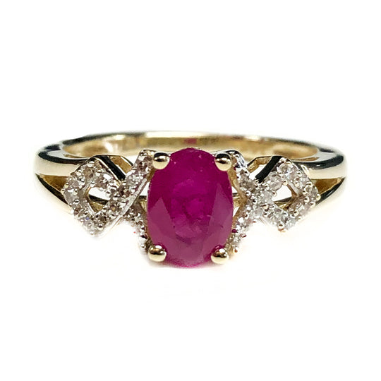 14k Gold Ruby & Diamond Ring