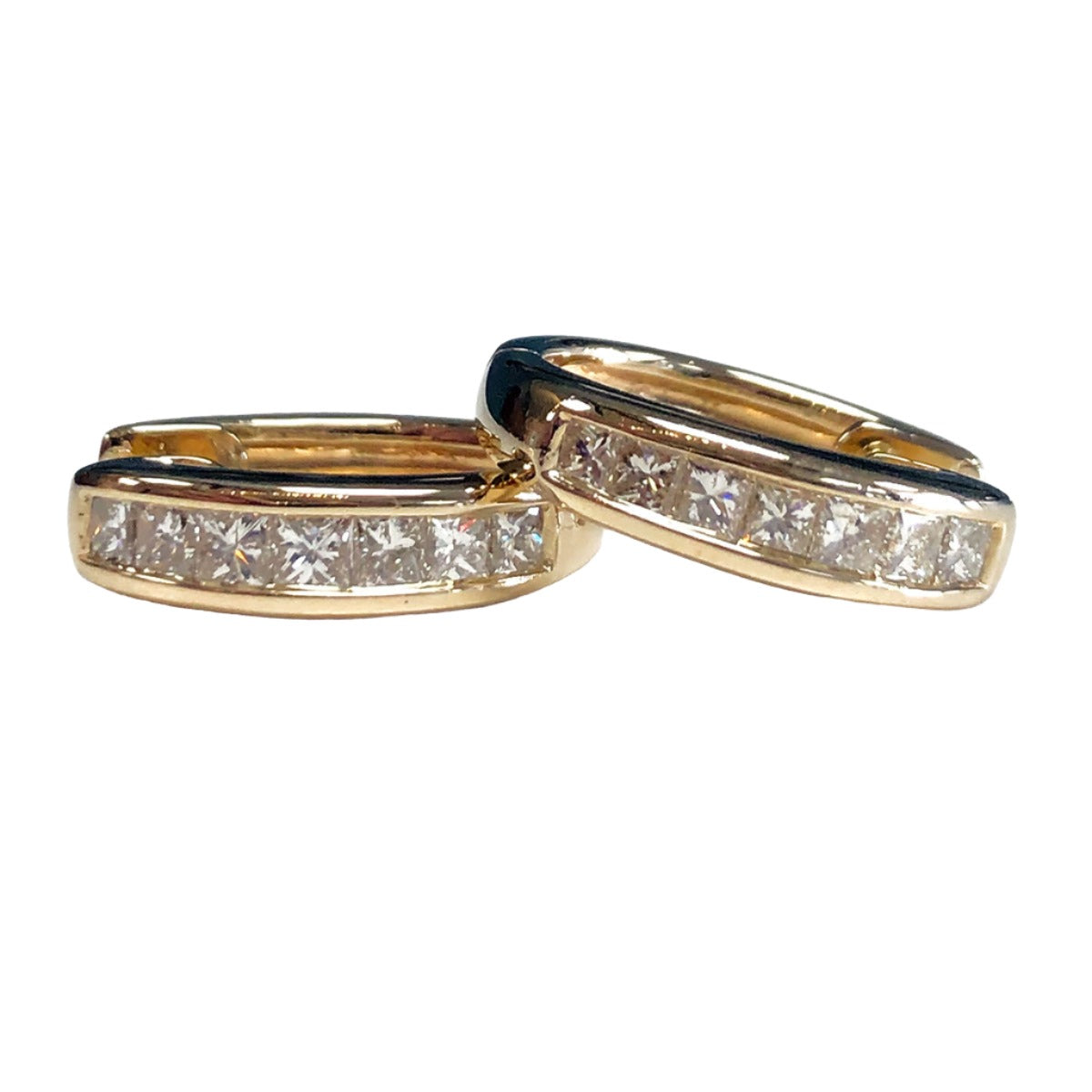 14k Gold & Diamond Hoop Earrings
