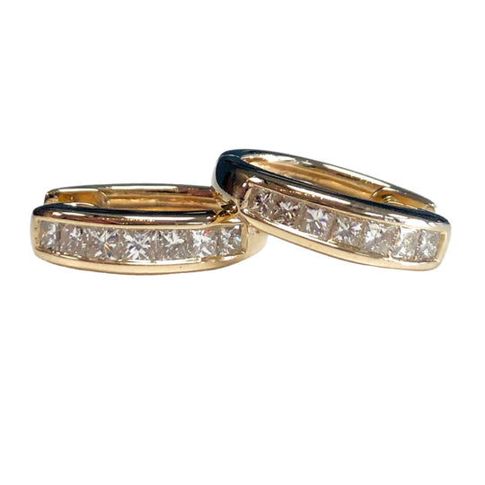 14k Gold & Diamond Hoop Earrings