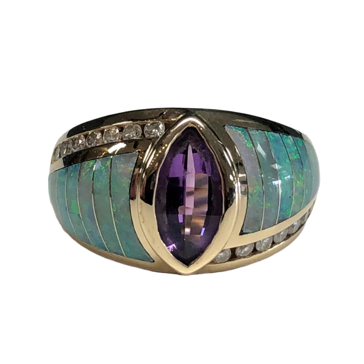 14k Gold Amethyst & Opal Ring