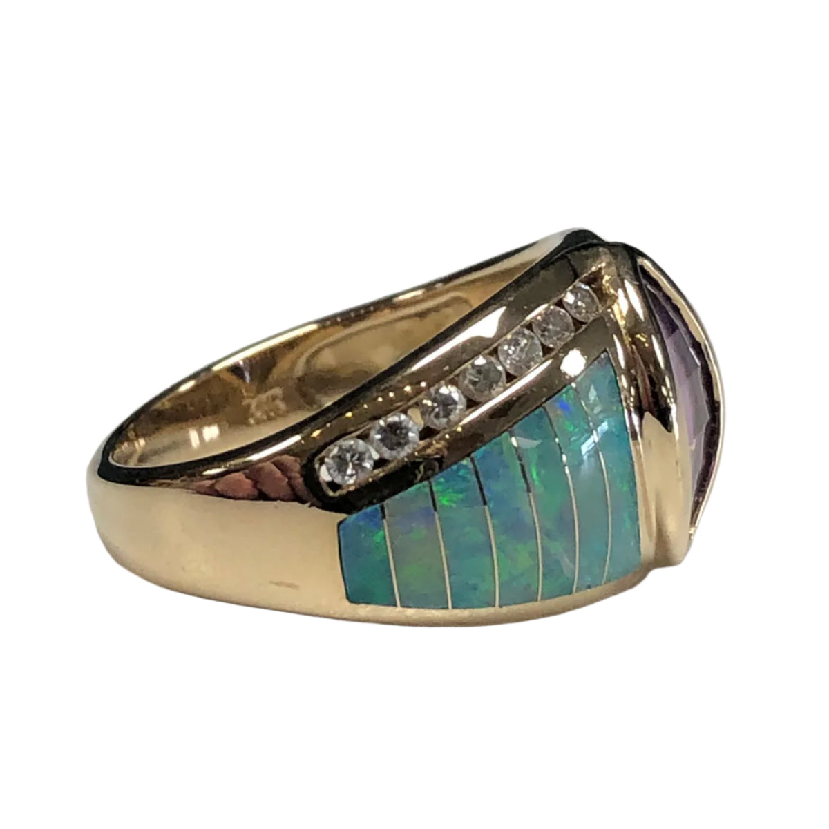 14k Gold Amethyst & Opal Ring