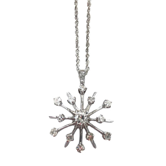 14k White Gold & Diamond Snowflake Necklace