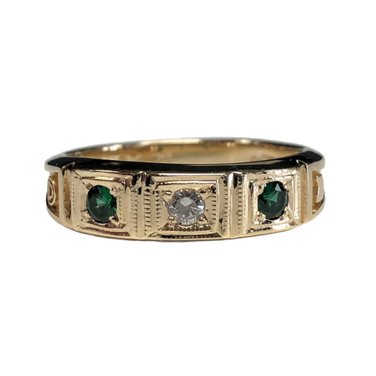 14k Gold Diamond & Emerald Ring