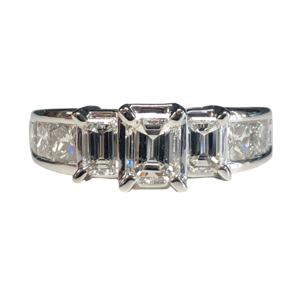 14k White Gold Emerald Cut Diamond Ring