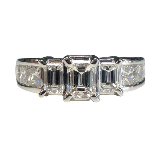 14k White Gold Emerald Cut Diamond Ring