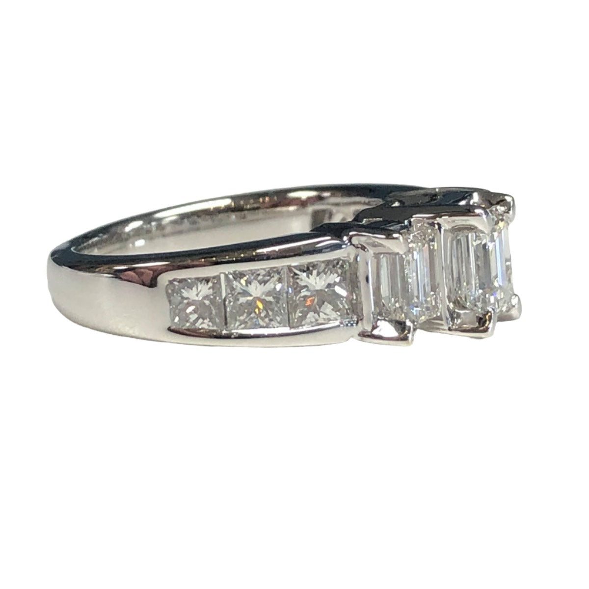 14k White Gold Emerald Cut Diamond Ring