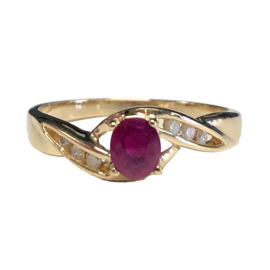 14k Gold Ruby & Diamond Ring