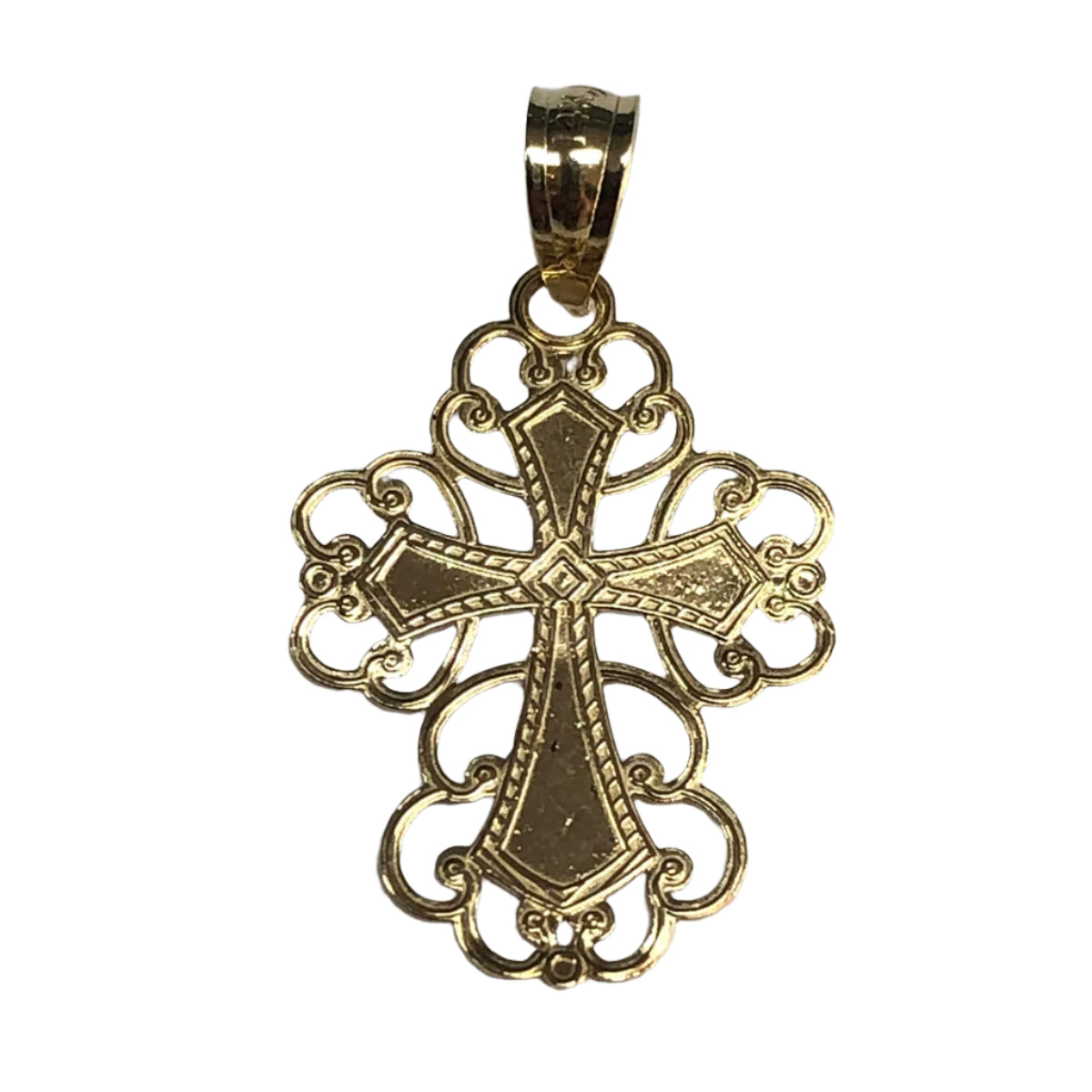 14k Two Tone Gold Cross Pendant