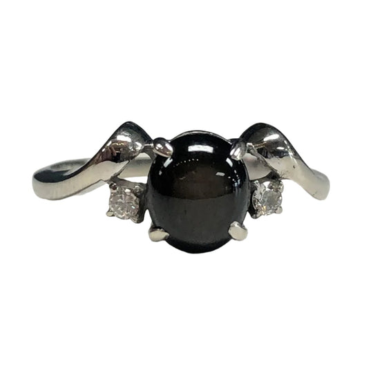 14k White Gold Star Sapphire & Diamond Ring