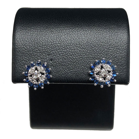 14k Gold Diamond & Sapphire Studs Earrings