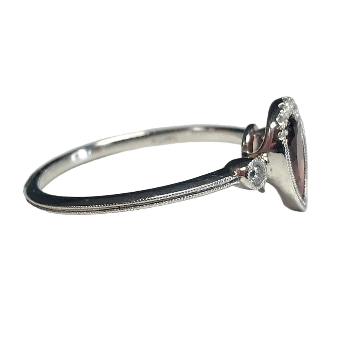 14k White Gold Garnet & Diamond Ring