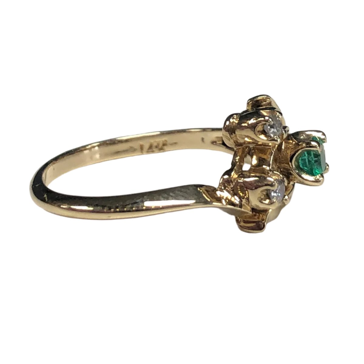 14k Gold Emerald &amp; Diamond Ring