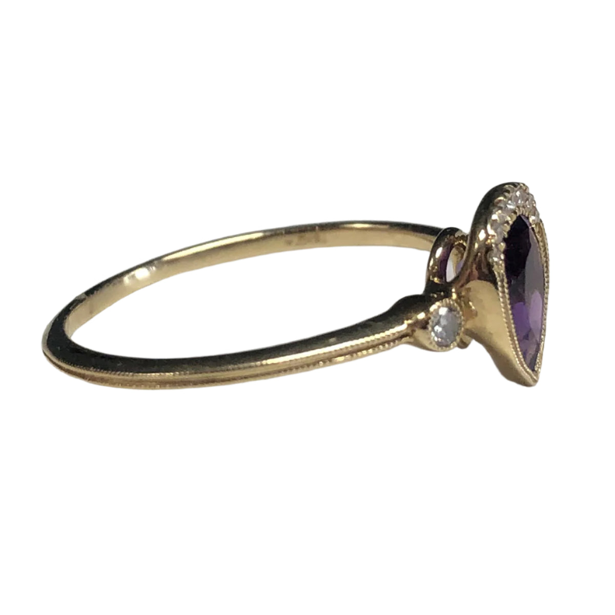 14k Gold Amethyst & Diamond Ring