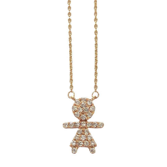 14k Yellow Gold & Diamond Girl Necklace